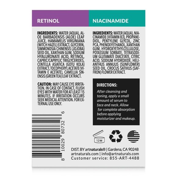 ArtNaturals - Best Buds Combo Pack - Retinol + Niacinamide Serums (2)(.33-fl-oz) - Picture 4 of 13